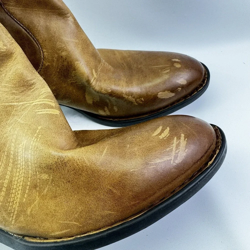 Born Brown Leather Tall Riding Boots Knee High Zip Womens Size 10 M W Tag